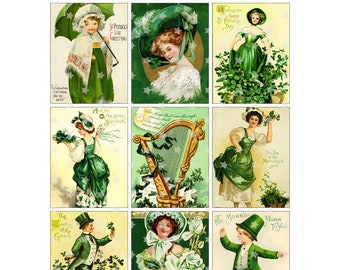 Vintage Victorian St. Patricks Day - Digital Collage Sheet - Instant PDF | JPEG Download - Scrapbooking - Crafting - 300ppi