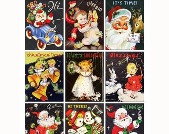 Vintage Christmas Gift Tags Black - ATC - Digital Collage Sheet - Instant PDF | JPEG Download - Scrapbooking - Crafting - 300ppi