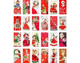Vintage Ladies in Red CHRISTMAS - Digital Collage Sheet - Instant PDF | JPEG Download - Scrapbooking - Crafting - 300ppi