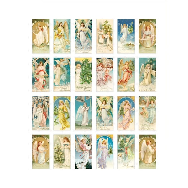 Vintage Victorian Angels - 1x2 Inch - Domino Digital Collage Sheet - Instant PDF | JPEG Download - Scrapbooking - Crafting - 300ppi
