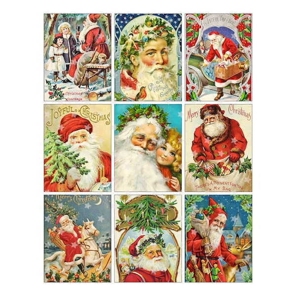 Vintage VICTORIAN Santa - Digital Collage Sheet - Instant PDF | JPEG Download - Scrapbooking - Crafting - 300ppi