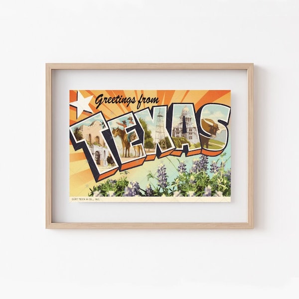 TEXAS Vintage Map Postcard #3 | JPEG Download - Wall Art - Artwork - Clip Art - Gift giving - Tags - Crafting - 300ppi