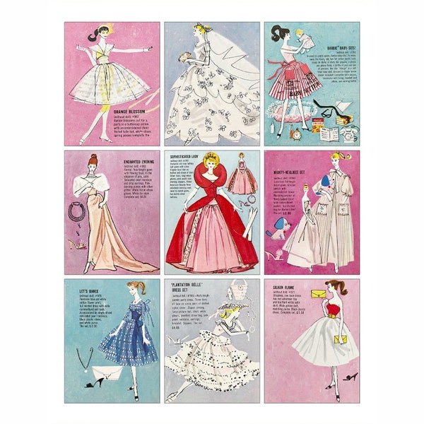 Vintage BARBIE #2 Fashion Wardrobe  - Digital Collage Sheet - Instant PDF | JPEG Download - Scrapbooking - Crafting - 300ppi
