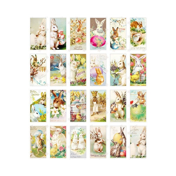 Vintage Victorian EASTER Rabbits - Digital Collage Sheet - Instant PDF | JPEG Download - Scrapbooking - Crafting - 300ppi