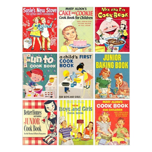 Vintage Kids Cookbook Cover - ATC - Digital Collage Sheet - Instant PDF | JPEG Download - Scrapbooking - Crafting - 300ppi