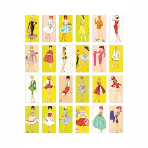 Vintage Barbie Fashion #2 - Digital Collage Sheet - Domino - Instant PDF | JPEG Download - Scrapbooking - Crafting - 300ppi