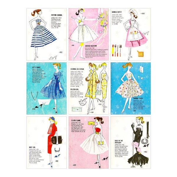 Vintage BARBIE Fashion Wardrobe  - Digital Collage Sheet - Instant PDF | JPEG Download - Scrapbooking - Crafting - 300ppi