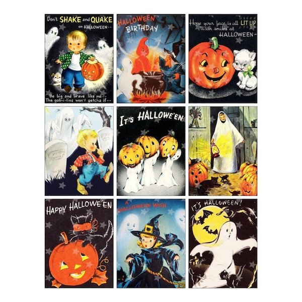 Vintage Halloween Black ATC - Digital Collage Sheet - Instant PDF | JPEG Download - Scrapbooking - Crafting - 300ppi