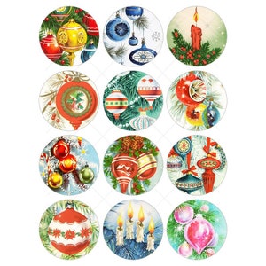 CHRISTMAS | Ornaments  2.5 Inch - Digital Collage Sheet - Instant PDF | JPEG Download - Cupcake toppers - Scrapbooking - Crafting - 300ppi
