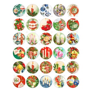 Vintage Christmas Ornaments [#1] 1.5 INCH Digital Collage Sheet - Instant PDF | JPEG Download - Scrapbooking - Crafting - 300ppi