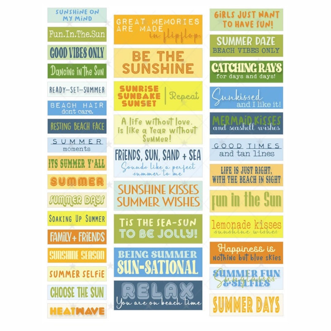 Summertime Digital Word Art JPEG PNG Download Wall Art Artwork Clip Art