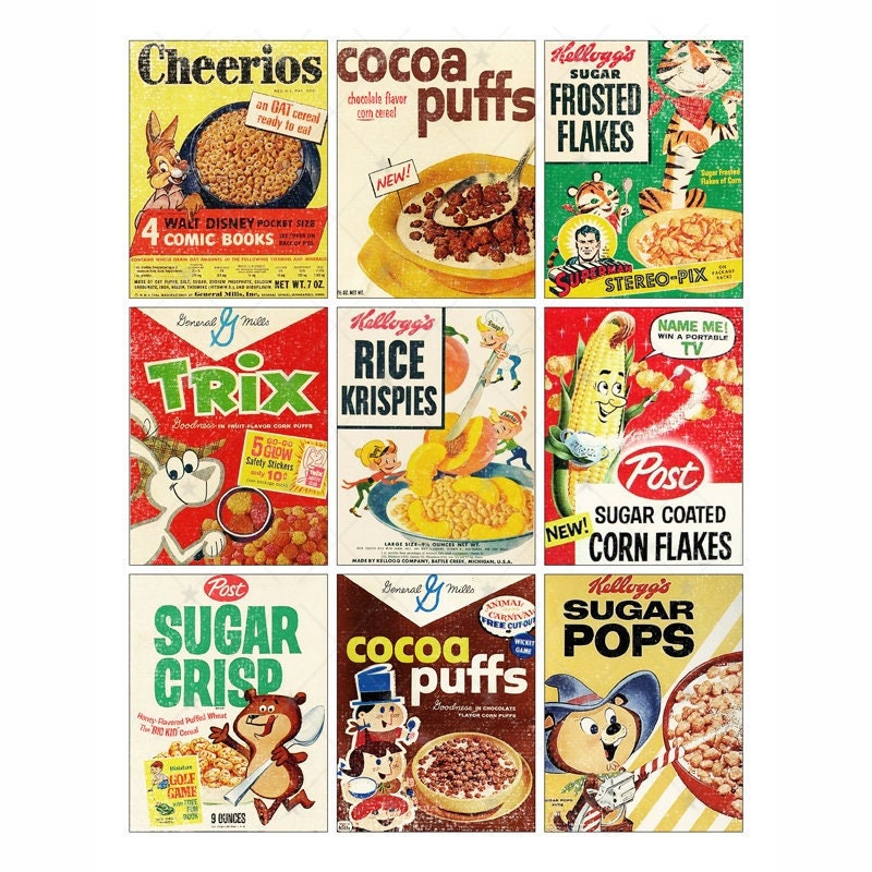 Vintage Cereal Box Cover Gift Tags ATC Digital Collage Etsy