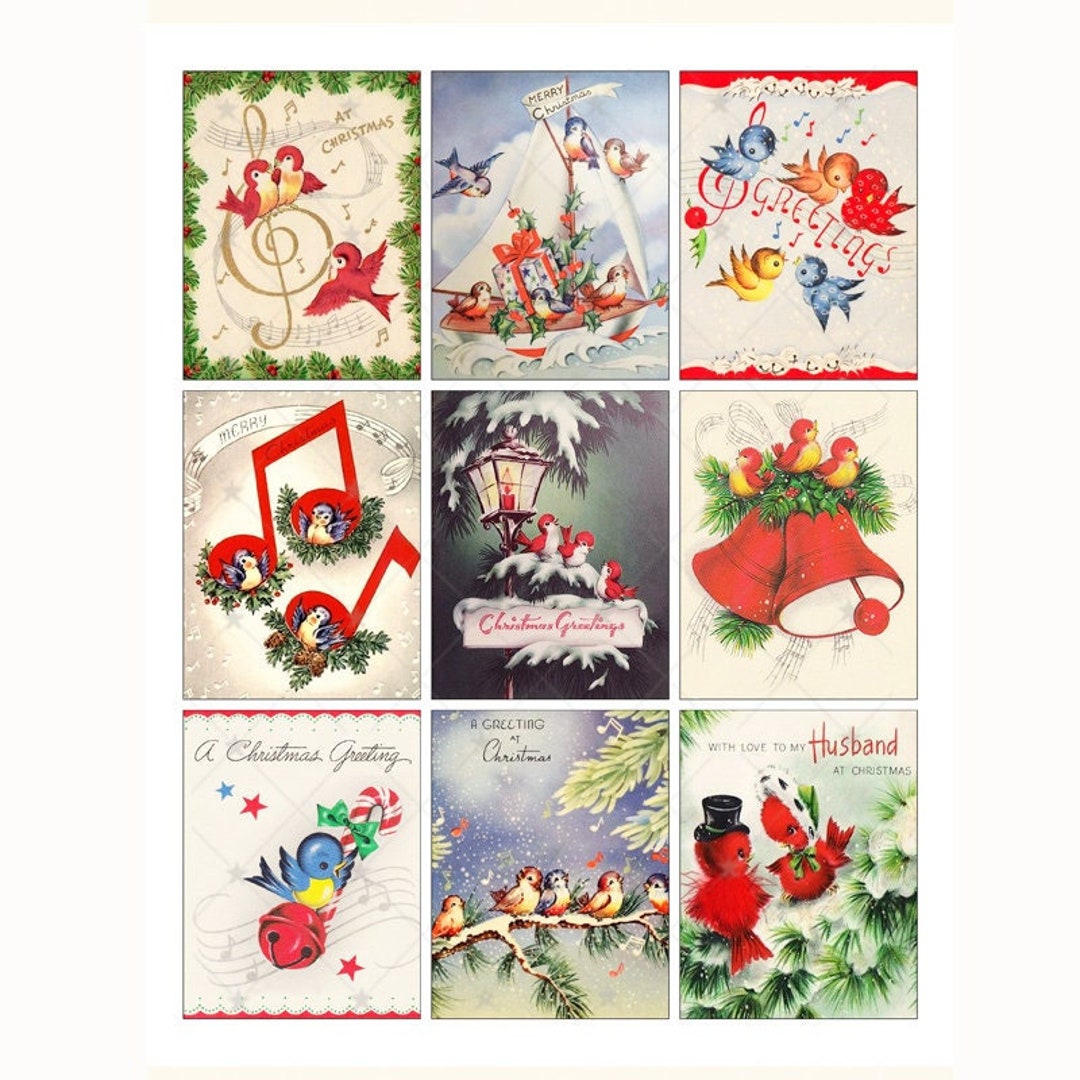 Vintage Bird Christmas Gift Tags ATC Digital Collage Sheet Etsy