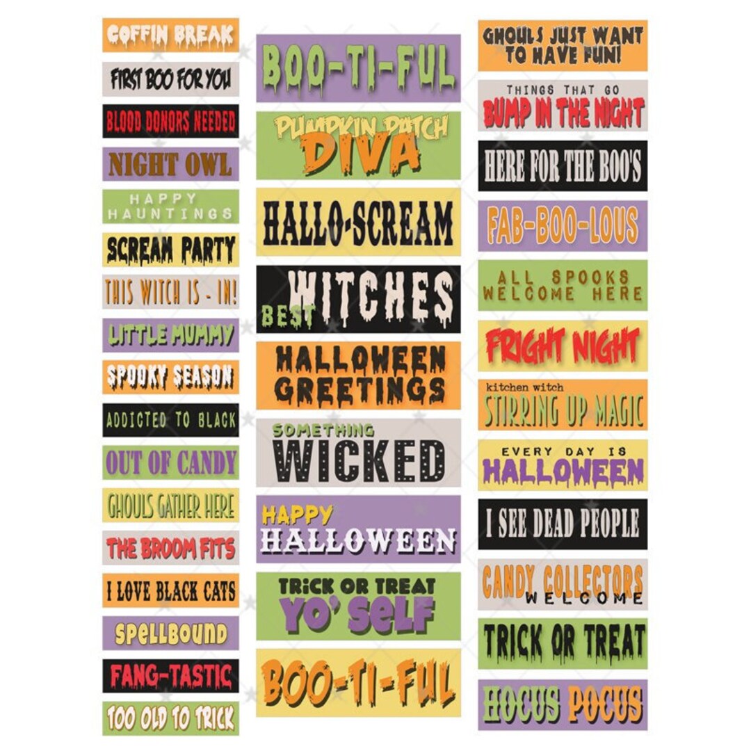 Halloween Digital Word Art JPEG PNG Download Wall Art Etsy