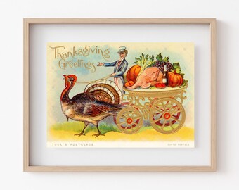 Thanksgiving Patriotic Vintage Postcard | JPEG Download - Wall Art - Artwork - Clip Art - Gift giving - Tags - Crafting - 300ppi