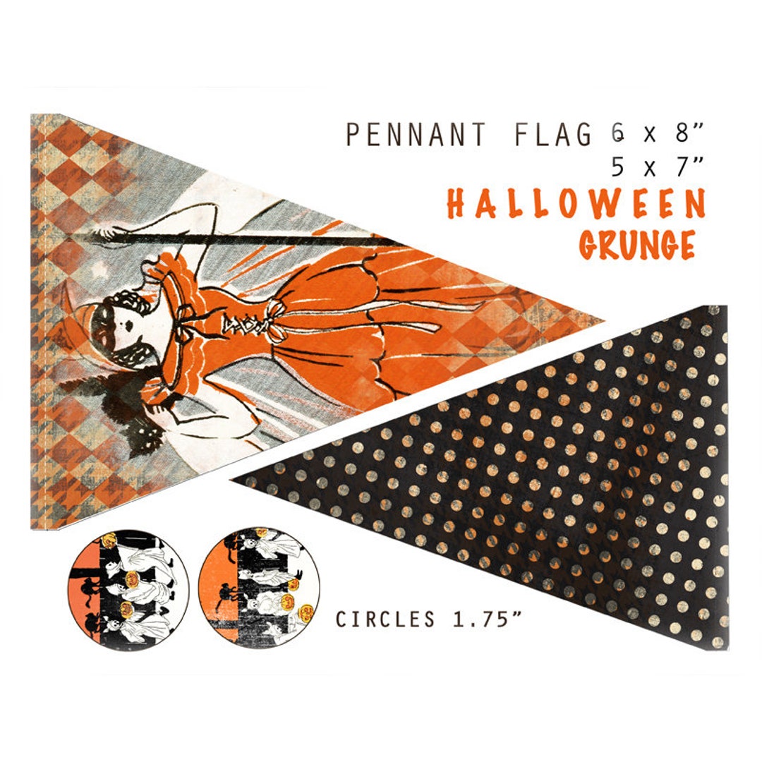 Vintage Halloween Banner Printable Digital Collage Sheet - Etsy