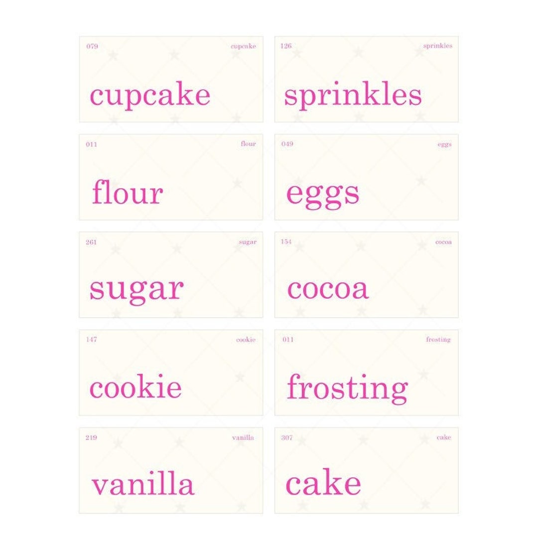 Baking Cake Cookie Flashcards Digital Collage Sheet Etsy