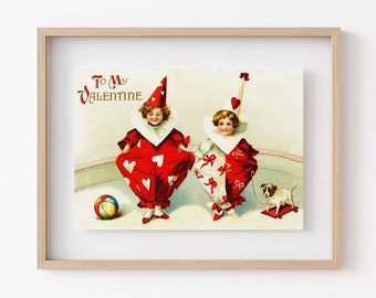 Valentines Vintage Postcard | JPEG Download - Wall Art - Artwork - Clip Art - Gift giving - Tags - Crafting - 300ppi