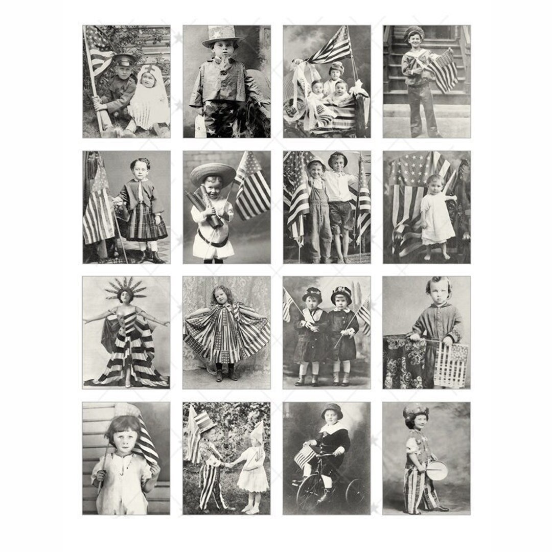 Vintage Patriotic Photographs 1.75 X 2.25 Inch Digital Collage Sheet