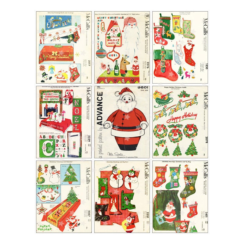 Vintage Christmas Sewing Pattern Digital Collage Sheet | Etsy