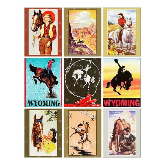 Vintage Western Playing Cards ATC Digital Collage Sheet | Etsy