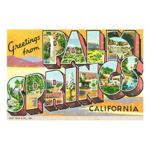 Greetings from PALM SPRINGS Vintage Postcard JPEG Download Wall Art Artwork Clip Art Gift giving Tags Crafting 300ppi image 2