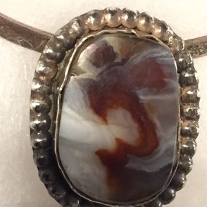 Collar de plata de ley 925 con ágata y colgante hecho a mano de México vintage imagen 1