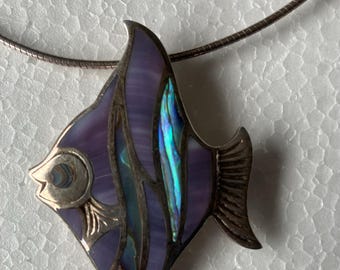 Large Angel Fish Sterling SILVER AMBER PENDANT - Etsy