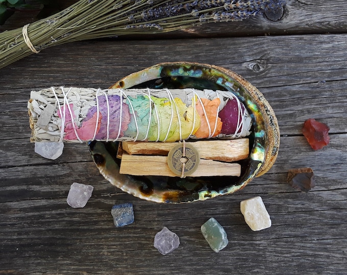 Smudge Kit | Seven Chakras Sage Bundle Gift Box Set | Smudging Sage Box | Sage Gift Box | Meditation Sage Set | Meditation Gift