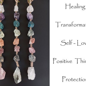 Healing & Transformation Chakra Crystals Charm | Crystal Protection Charm | Boho Wall Hanging | Car Rear View Mirror Hanging | Boho Gift