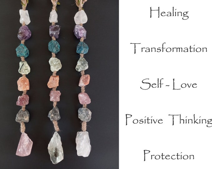 Healing & Transformation Chakra Crystals Charm | Crystal Protection Charm | Boho Wall Hanging | Car Rear View Mirror Hanging | Boho Gift