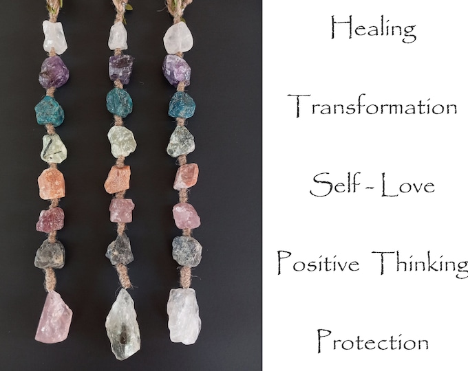 Healing & Transformation Chakra Crystals Charm | Crystal Protection Charm | Boho Wall Hanging | Car Rear View Mirror Hanging | Boho Gift