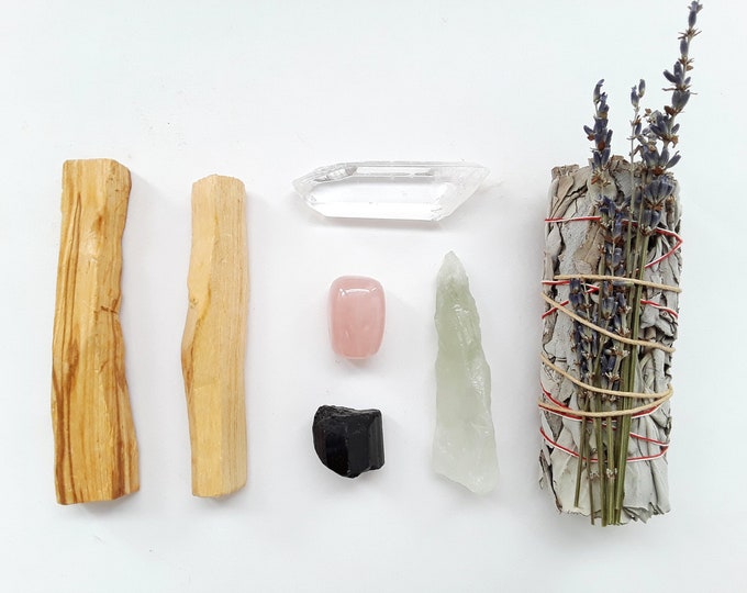 7 pcs Powerful Meditation Heart Healing Smudge Kit, helps Love yourself, Moving Forward and "Let it Go". Gift for Healing and Protection