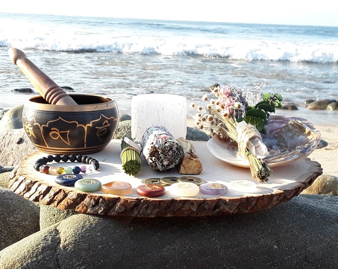 Chakra Alignment & Energy Balance! Detox Cleansing smudge kit in thick Pearled Clam shell has real pearls. For Meditation and spiritual care
