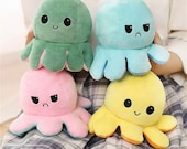 Flip Octopus Plush Double-Sided Expression Flip, Cute Valentines Gift For Her, Mood Plush,