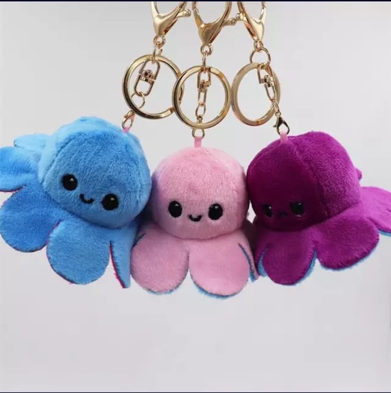 Flip Squid Plush DoubleSided Expression Flip Key chain. Cute Etsy