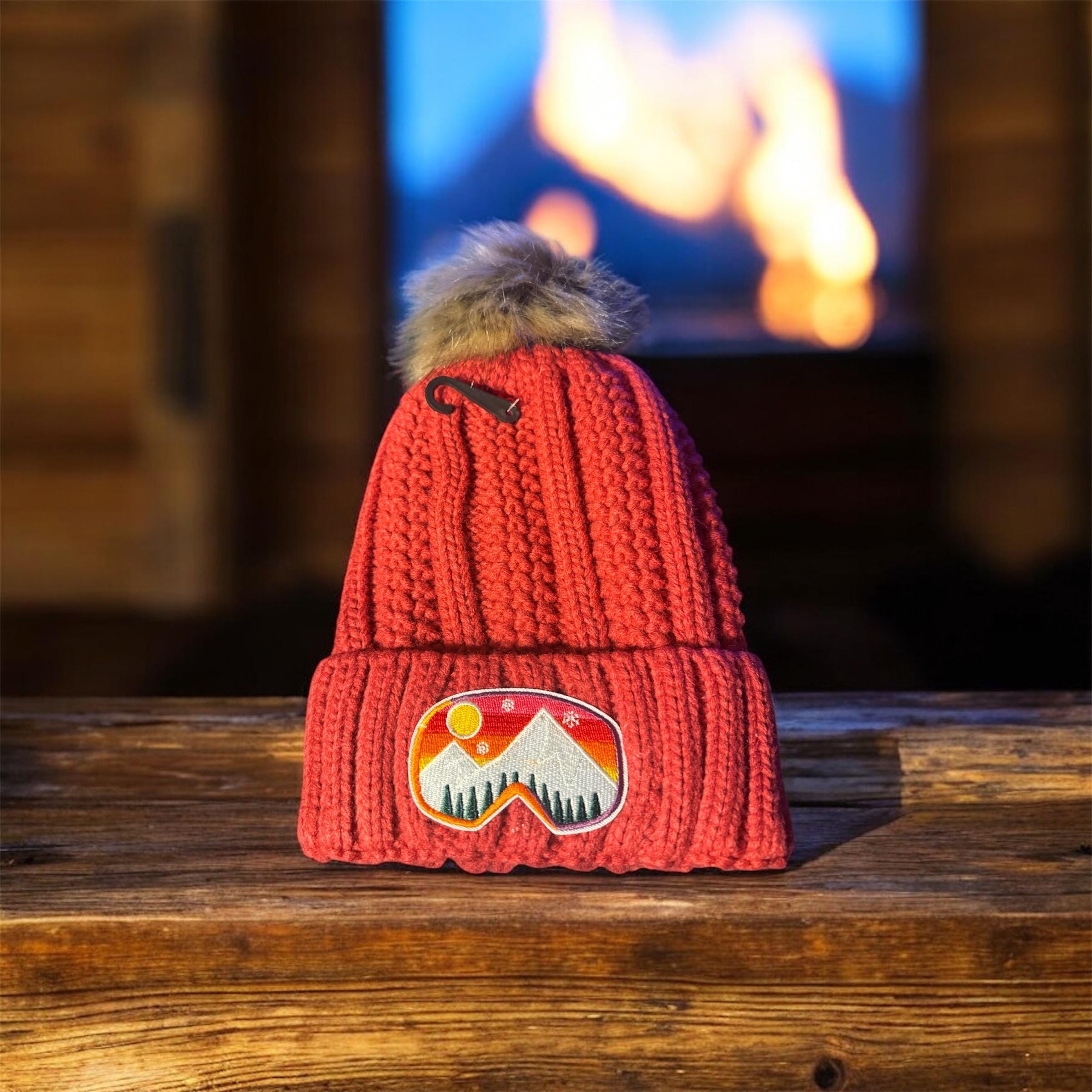 Women’s Darh Orange Winter Warm Knit Wool Snow Ski Hat with Visor Vintage 1970s 70s Orange Snowbird Winter Wool Knit Ski Hat  main image 2