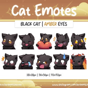 Cute Black Cat Emotes Twitch | Youtube | Discord Emoji