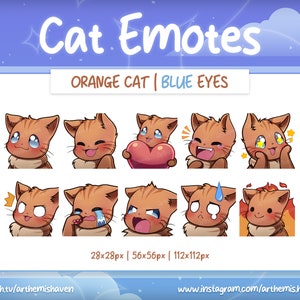 Cute Orange Cat Emotes Twitch | Youtube | Discord Emoji