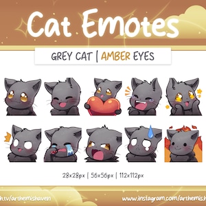 Cute Grey Cat Emotes Twitch | Youtube | Discord Emoji