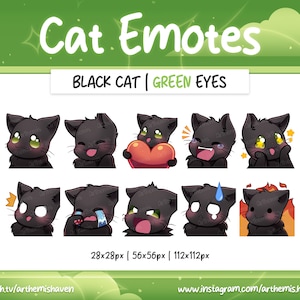 Cute Black Cat Emotes Twitch | Youtube | Discord Emoji