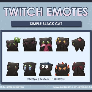 Cute Simple Black Cat Emotes Twitch | Youtube | Discord adorable Cat Emoji