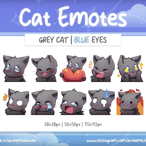 Cute Grey Cat Emotes Twitch | Youtube | Discord Emoji