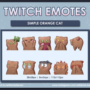 Cute Simple Orange Cat Emotes Twitch | Youtube | Discord adorable Cat Emoji
