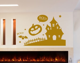 Sticker Halloween Sticker effrayant Sticker Halloween joyeux Art mural Halloween Sticker maison hantée Sticker citrouille Sticker effrayant Halloween HE0072