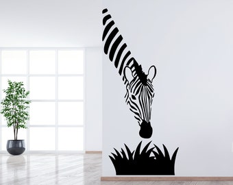 Zebra Wall Decal Animal Wall Sticker Wild Animal Decal Zebra Wall Sticker Zebra Wall Sticker Safari Decal Window Sticker Vinyl Letter AN0190