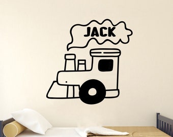 Boy Name Decal, Choo Choo Train Vinyl Decal, Personalized Nursery Wall Decor, Name Train Wall Sticker Kids Name Wall Decal PA0149