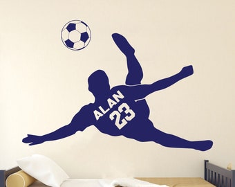 Personalized Player Wall Decal,Soccer Wall Art,Football Player Wall Sticker,Room Decor,Soccer Wall Decal,Window Sticker,Vinyl Letter SC0011