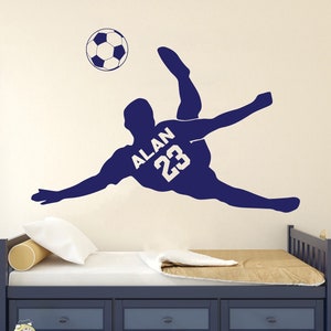 Personalized Player Wall Decal,Soccer Wall Art,Football Player Wall Sticker,Room Decor,Soccer Wall Decal,Window Sticker,Vinyl Letter SC0011