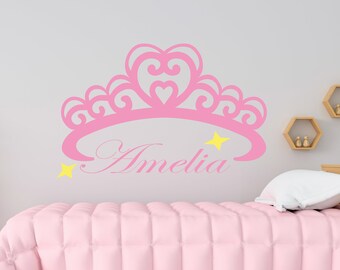 Name Wall Decal Girls  Wall Art Baby Nursery Wall Decals Monogram Vinyl Wall Decals Girl Kids Wall Decal Personalized Crown Decal PA0043